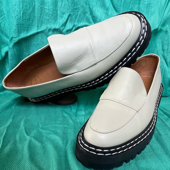 ATP ATELIER Manduria Sage Green Gray Leather Chunky Platform Loafers Handmade 39 - Picture 6 of 16